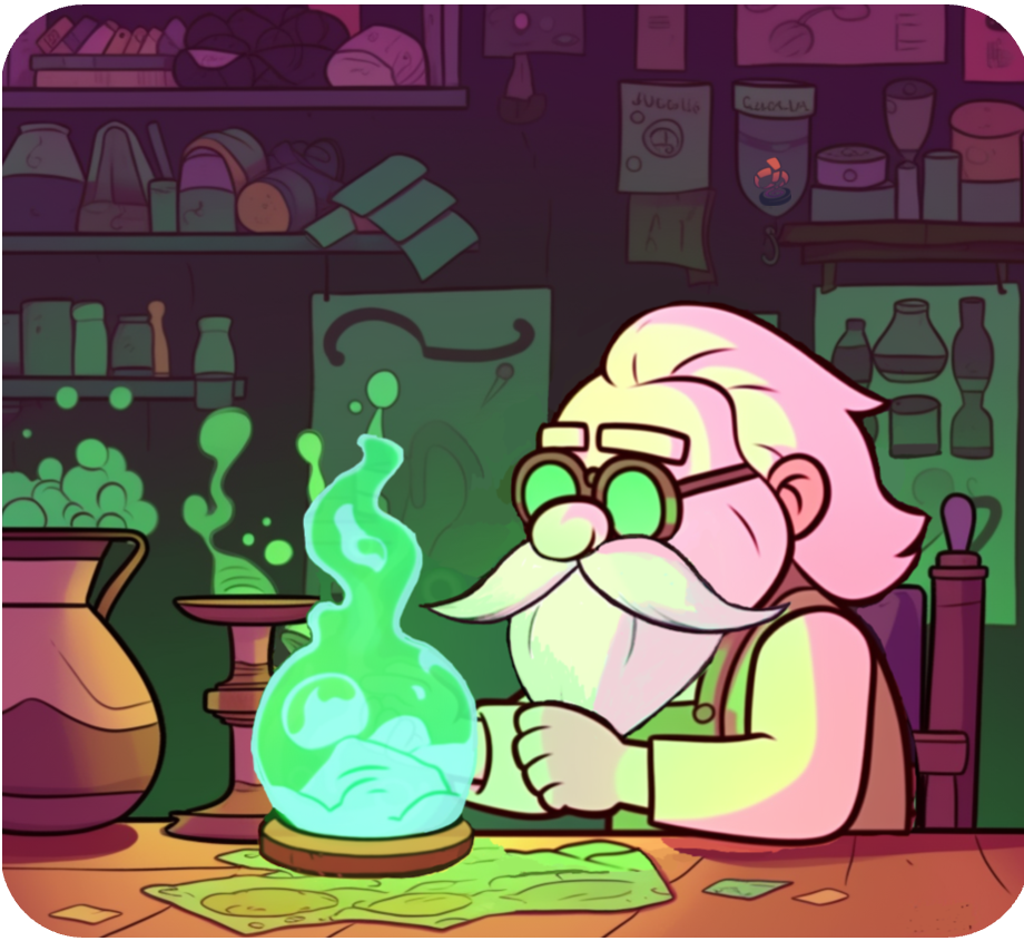 Grampappy Welldigger adding 'Science' to the mix of his board game invention