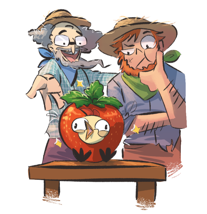 Farmer Buck showing his wacky face out of the crop fields from the Wacky Farms